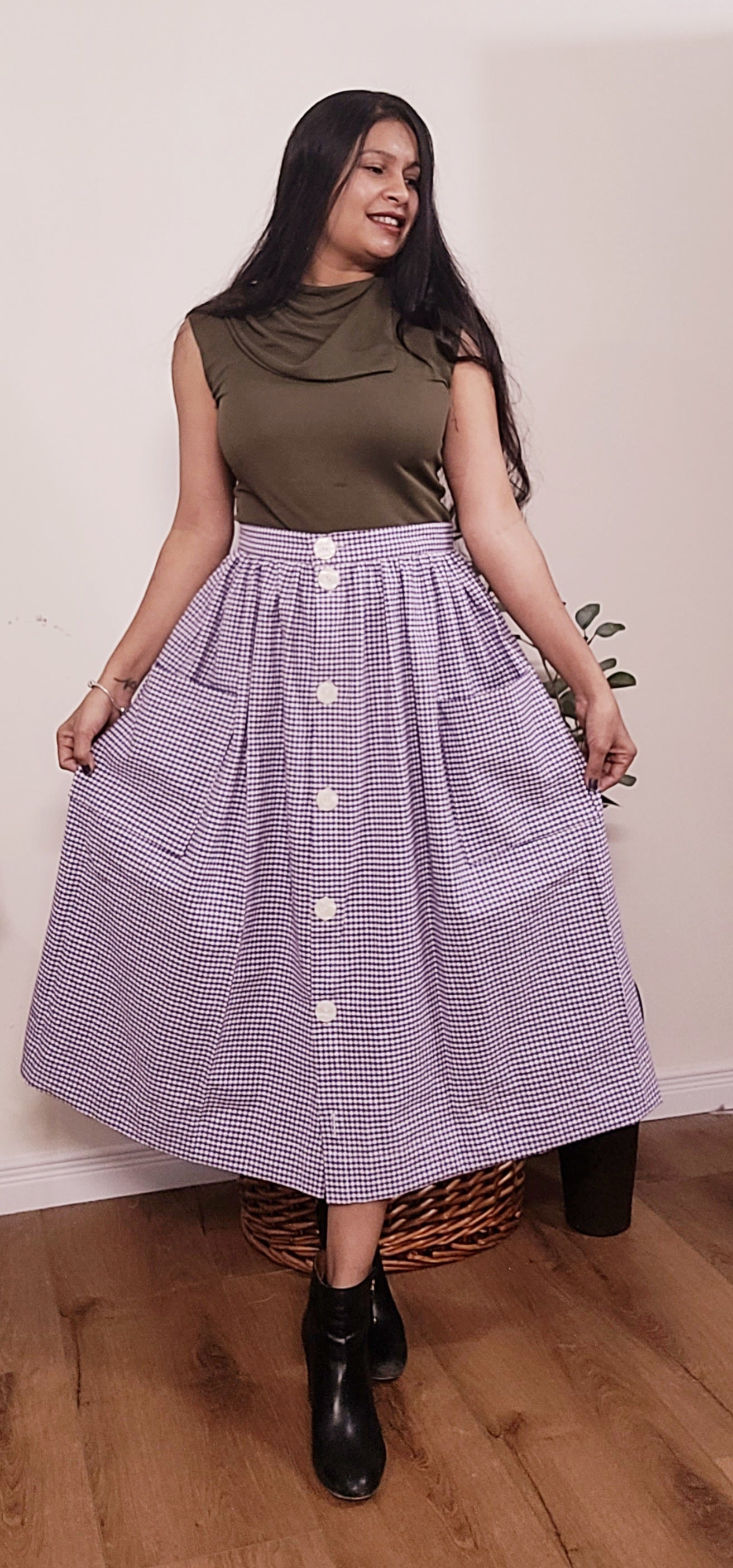 PURPLE GHINGHAM SKIRT