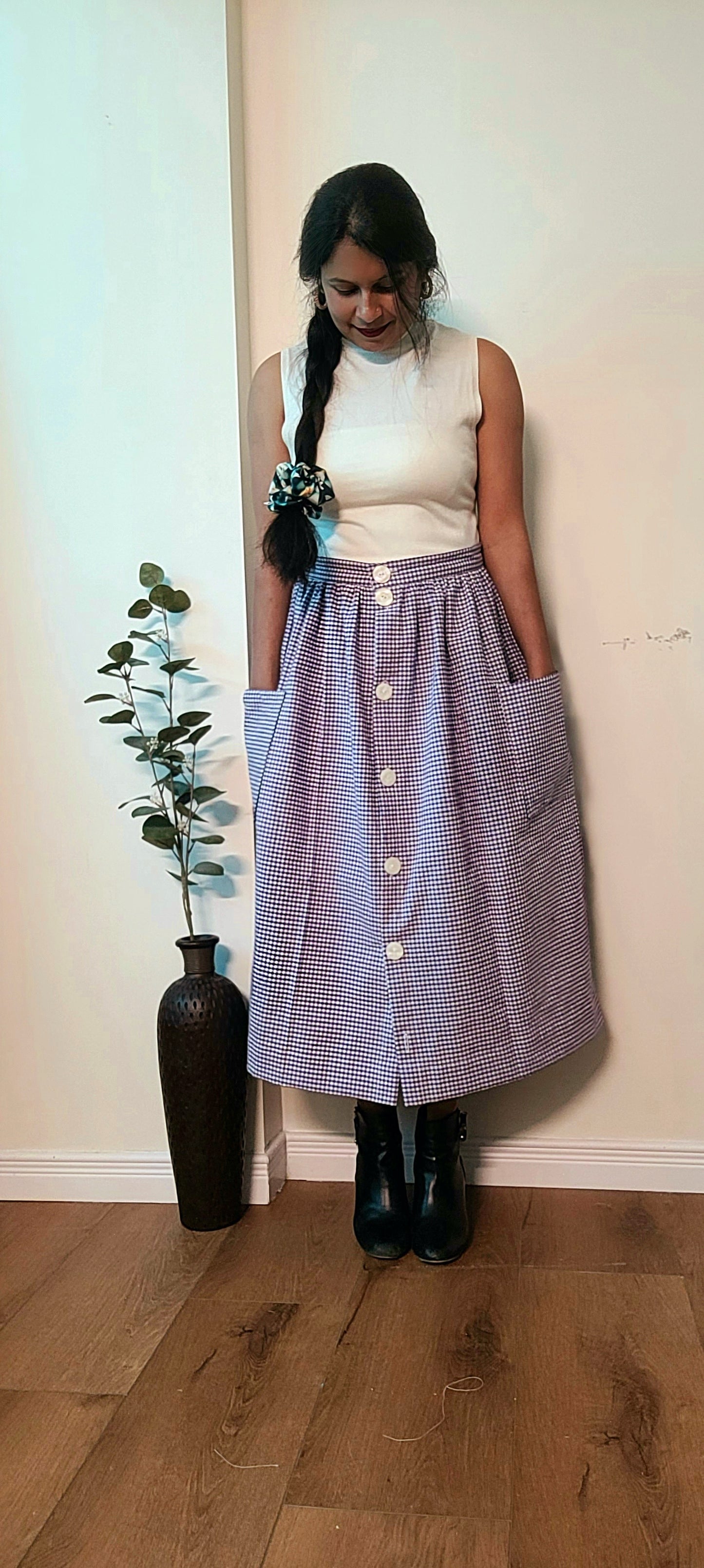 PURPLE GHINGHAM SKIRT