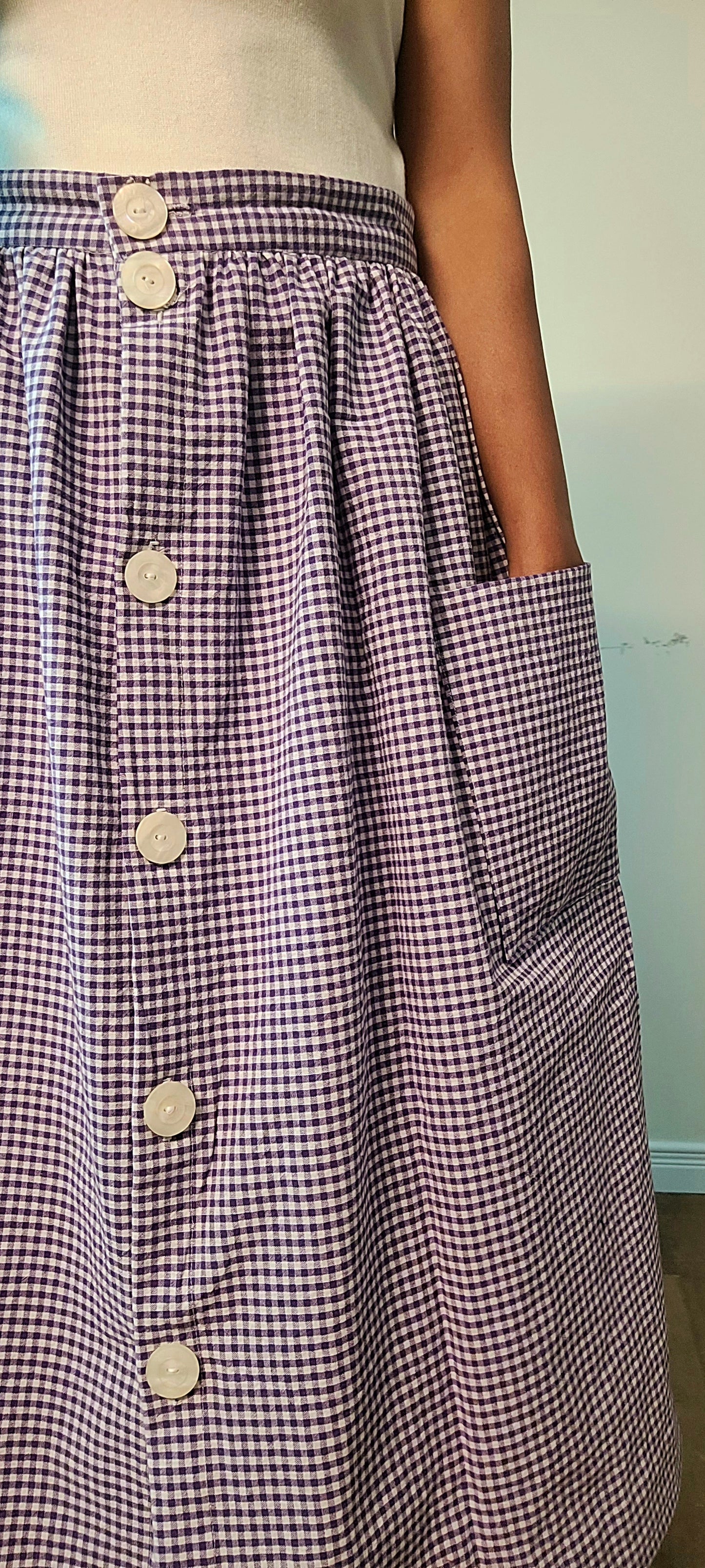 PURPLE GHINGHAM SKIRT