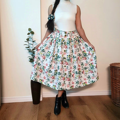 Floral linen skirt