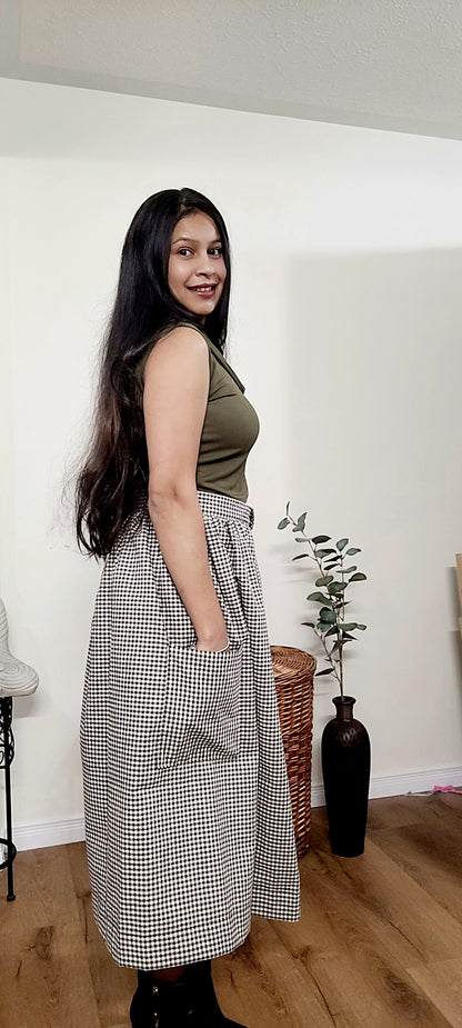 BLACK GINGHAM SKIRT